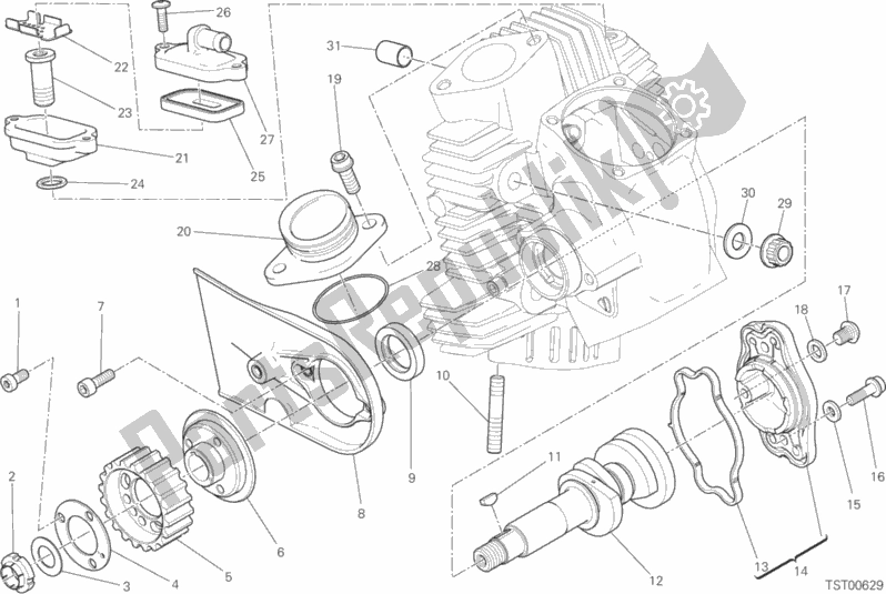 Alle onderdelen voor de Horizontaal Hoofdtimingsysteem van de Ducati Scrambler Cafe Racer Thailand 803 2020